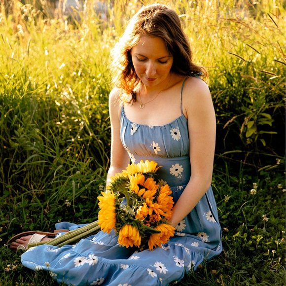 Reformation Sky Blue Daisy Midi Dress - Picture 12 of 16